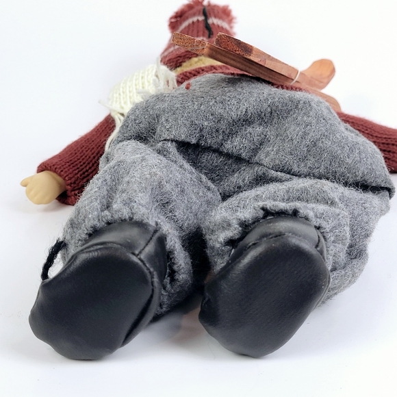 Springford Boy Girl Cloth Doll 13"~Porcelain Head Hands~Wood Snow Skis - Picture 6 of 8